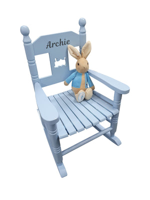 Blue Personalised Kids Chair Rocking Chairs for Nursery Toddler Armchair Childrens Chair with Name On - Hoolaroo