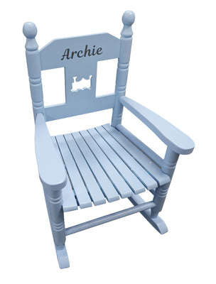 Blue Personalised Kids Chair Rocking Chairs for Nursery Toddler Armchair Childrens Chair with Name On - Hoolaroo