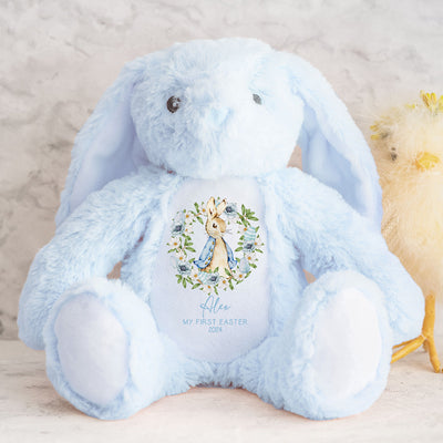 Personalised Blue Bunny Teddy Bear Baby Boy My 1st Easter New Baby Gift - Rabbit Keepsake - Hoolaroo