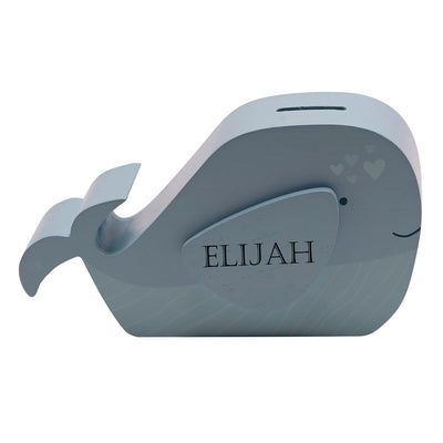Personalised Engraved Baby Money Box Saving Bank Box Baby Whale Gift Girl or Boy Nweborn New Gift for Babies - Hoolaroo