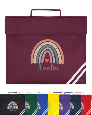 Personalised Book Bag School Kids Girls Junior Toddlers Music Any Name Rainbow Design Back To School Kit - Hoolaroo