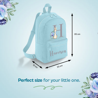Personalised Baby Toddler Blue Rabbit Ruckasack Boys Nursery Baby Daycare With Name - Hoolaroo