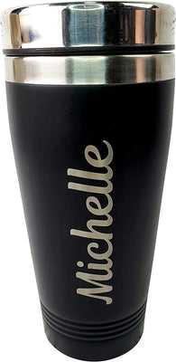 Personalised Engraved Reusable Coffee Cup Eco Friendly Gift Black Travel Mug - Hoolaroo