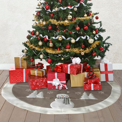 Christmas Tree Skirt Grey Silver Plush Snowman base Tree Bottom Cover Decoration Christmas Snow Scene | Traditional Xmas Tree Skirt Silver - Hoolaroo