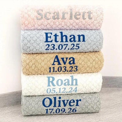 Personalised Baby Blanket Embroidered Hoolaroo Baby Waffle Blanket