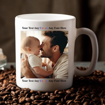 Personalised Mug Custom Mugs With Photo Upload and Text, Fathers Day Gift for Dad 10oz Customisable Coffee Cup Mum Daddy Leavers Present - Hoolaroo