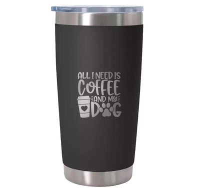 Coffee Travel Dog Mum Mug All I Need is Coffee and My Dog Gift Present Funny Dog Mugs for Dog Lovers Dad Women Reusable Coffee Cups Insulated Thermal Flask Hot Drinks Cup with Lid - Hoolaroo