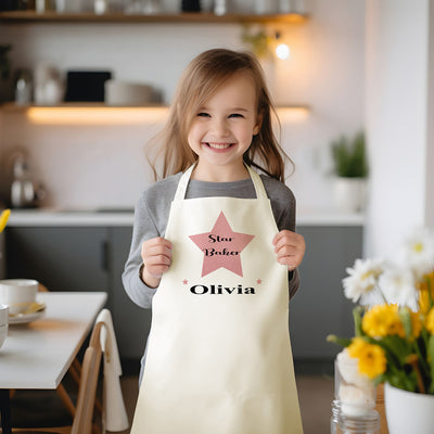 Personalised Star Baker Apron Baking Set for Kids Age 3-8  Chef Hat Utensils and Cooking Set  Perfect Gift for Girls who Love to Master the Art of Baking