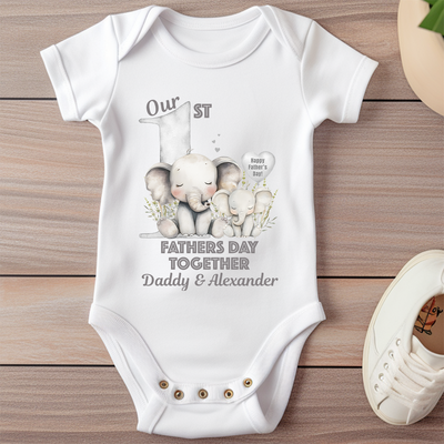 First Fathers Day BabyGrow Vest Personalised Bodysuit Baby Daddy Gift Together 2025 - Custom New Baby Outfit - Soft Cotton Baby Shower Present