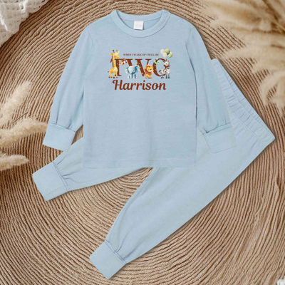 When I Wake Up I Will Be 1 2 Baby Birthday Pyjamas for Boys Age One Two – Natural Cotton Soft Personalised Sleepwear for Toddler Girls First Second Birthday Party Outfit