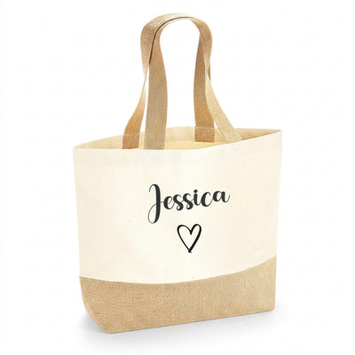 Personalised Tote Bag for Women with Custom Name – Thoughtful Gift with Heart Design – Reusable Gift for Mum, Wife, Birthday, Mother's Day