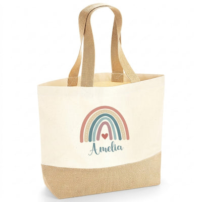 Personalised Tote Bag for Women with Custom Name – Thoughtful Gift with Rainbow Design – Reusable Gift for Mum, Wife, Friend, Bridesmaid, Teacher, Birthday, Mother's Day