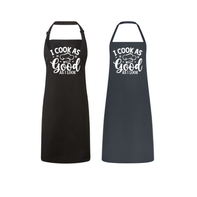 Funny Baking Apron for Women I Cook as Good as I Look Kitchen Cooking Gift for Men Chef - Hoolaroo