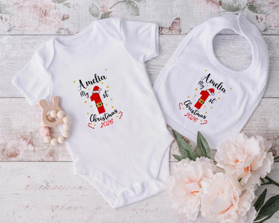 Baby First Christmas Baby Grow Santa Bodysuit 1st Xmas Outfit Cotton BabyGrow Vest Girl Boy Unisex Gift