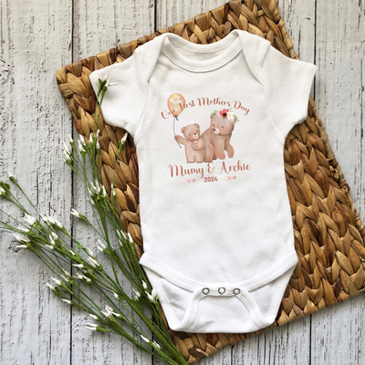 Personalised BabyGrow 1st Mothers Day Together Baby Bears Mummy Design Newborn, 0-12 Months Vest - Hoolaroo