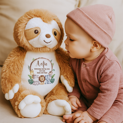 Personalised Teddy Bear Jungle Design Baby Gift for Boy or Girl Newborn 1st Birthday Present 2nd 3rd 1 year old
