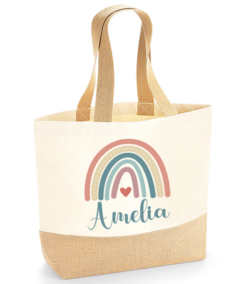 Personalised Tote Bag for Women with Custom Name – Thoughtful Gift with Rainbow Design – Reusable Gift for Mum, Wife, Friend, Bridesmaid, Teacher, Birthday, Mother's Day