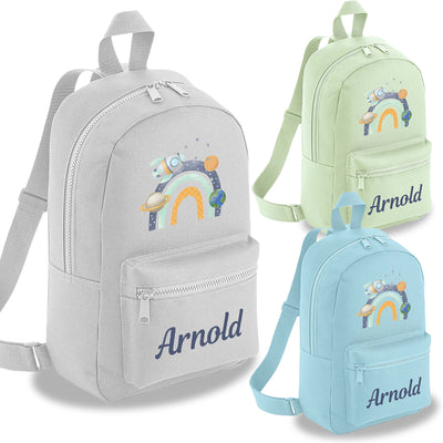 Personalised Backpack for Boys Space Design – Custom Nursery Rucksack for Toddlers – Kids Customised School Bag with Name – Durable Lightweight Boys School Backpack