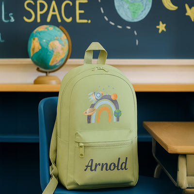 Personalised Backpack for Boys Space Design – Custom Nursery Rucksack for Toddlers – Kids Customised School Bag with Name – Durable Lightweight Boys School Backpack