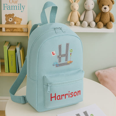 Personalised Backpack for Boys Racing Car, Nursery Rucksack for Toddlers Customised School Bag Kids