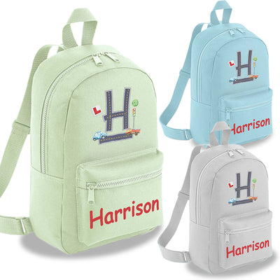 Personalised Backpack for Boys Racing Car, Nursery Rucksack for Toddlers Customised School Bag Kids