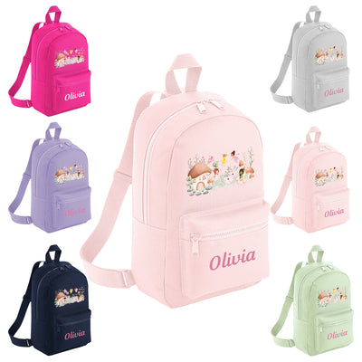 Personalised Backpack for Girls Fairy Garden Design | Nursery Rucksack for Toddlers | Customised School Bag for Kids with Name
