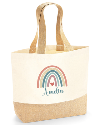 Personalised Tote Bag for Women with Custom Name – Thoughtful Gift with Rainbow Design – Reusable Gift for Mum, Wife, Friend, Bridesmaid, Teacher, Birthday, Mother's Day