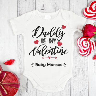 Personalised Daddy is My Valentine - Adorable Baby Grow Bodysuit for Baby's 1st Valentine's Day - Perfect Clothing Gift - Hoolaroo