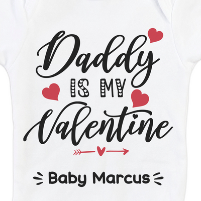 Personalised Daddy is My Valentine - Adorable Baby Grow Bodysuit for Baby's 1st Valentine's Day - Perfect Clothing Gift - Hoolaroo