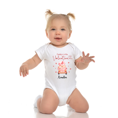 Personalised Daddy's Little Valentine Babygrow Baby 1st Valentine's Day Bodysuit Baby Gift - Hoolaroo