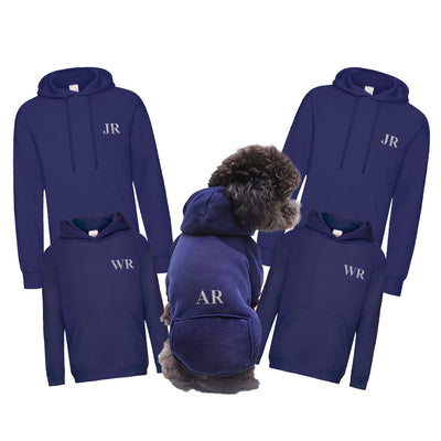 Personalised Navy Hoodie with Name and Initials - Adult Men, Women, Children, Dogs - Family Matching Sweaters Jumpers - Hoolaroo