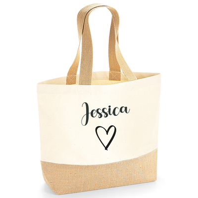 Personalised Tote Bag for Women with Custom Name – Thoughtful Gift with Heart Design – Reusable Gift for Mum, Wife, Birthday, Mother's Day