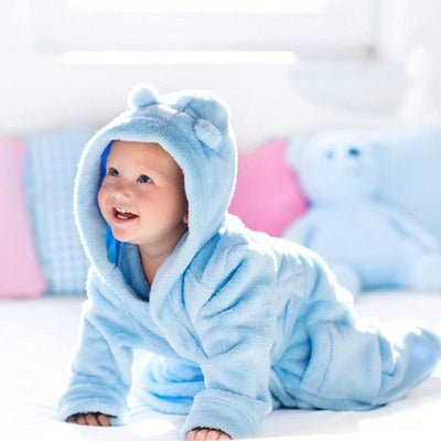 Personalised New Baby Gift Set for Boys - Hoolaroo Blue Baby Dressing Gown, Elephant Comforter & Suitcase - Hoolaroo