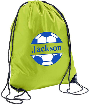 Personalised Kids Football Bag - Hoolaroo PE Bag Sports Gym School Kit Bag for Boys Girls With Name Drawstring Football Design - Hoolaroo