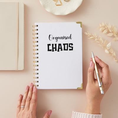 Organised Chaos Notebook - A5 Thick Plain Pages Wedding Planner Gift for Women - Perfect Part Planning Present for Friend - Hoolaroo
