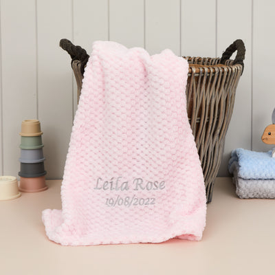 Personalised Baby Blanket Embroidered Hoolaroo Baby Waffle Blanket - Hoolaroo