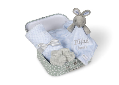 New Baby Boy Gifts Set Blue Bunny Baby Hamper Baby Shower Gifts Boy New Born Gift Basket Blanket Comforter Newborn Baby Gift - Hoolaroo