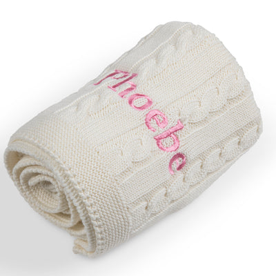 Personalised Baby Blanket Cable Knit Blanket For Newborn Gift Soft - Hoolaroo