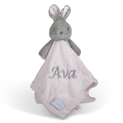 Personalised Baby Comforter, Embroidered Bunny or Deer Fawn Toy For New Baby Comfort Blanket Personalised Baby Gift For Girl Or Boy Keepsake - Hoolaroo