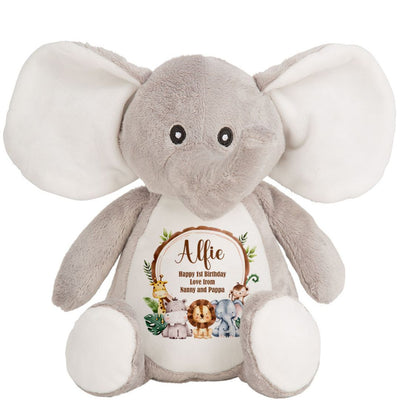 Personalised Teddy Bear Jungle Design Baby Gift for Boy or Girl Newborn 1st Birthday Present 2nd 3rd 1 year old - Hoolaroo