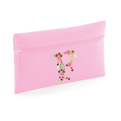 Personalised Girls FLORAL LETTER INITIAL Design Back to School Set with BackPack, Water Bottle, PE, Gym Bag Box, Insulated Lunch Bag and Pencil Case - Pink, Grey - Hoolaroo