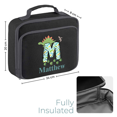 Personalised Lunch Bag for Kids - Boys Dinosaur Lunchbox with Insulated School Name - Toddler Lunch Boxes for Children - Hoolaroo