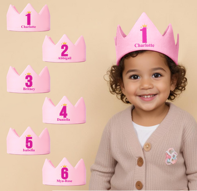 Personalised Birthday Crown - Age 1-6 First Birthday Party Hat with Name - Toddler Party Crown for Girl 1st 2nd 3rd