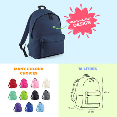 Personalised Jungle Jeep Backpack for Boys and Girls Large 18L Kids Rucksack Navy Blue Design School Bag for Nursery and Toddlers Customisable Children's Baby Pack - Hoolaroo