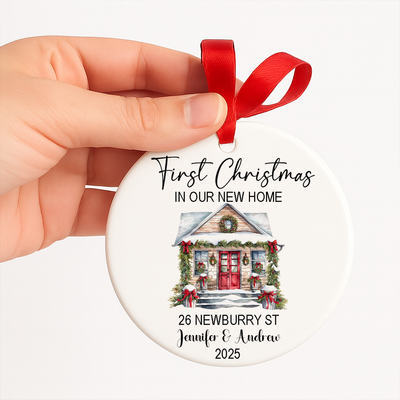 Personalised First Christmas New Home Decoration Custom Couples 1st Married Bauble – Wedding Tree Ornament for First Christmas in New House