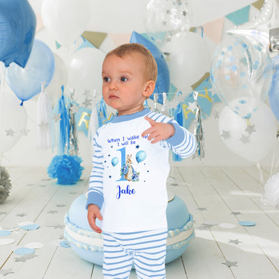 When I Wake Up I'll Be 1 2 3 4 Boys  Birthday Pyjamas PJs - Blue Bunny For Boys, 6 Months - 4 Years