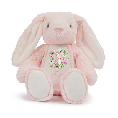 Personalised Pink Bunny Teddy Bear Baby Girl My 1st Easter New Baby Gift Rabbit Present Keepsake - Hoolaroo