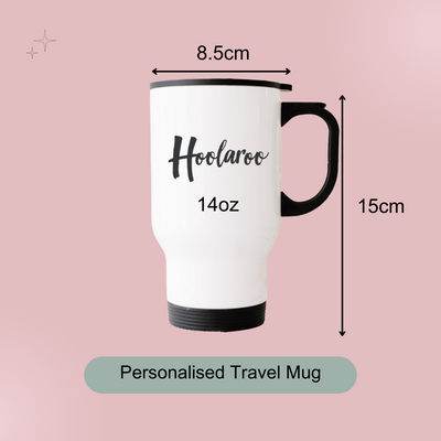 Personalised Travel Mug Coffee Cup With Photo Upload and Text, Fathers Day Gift for Dad 14oz Customisable Coffee Cup Mum Daddy Present - Hoolaroo