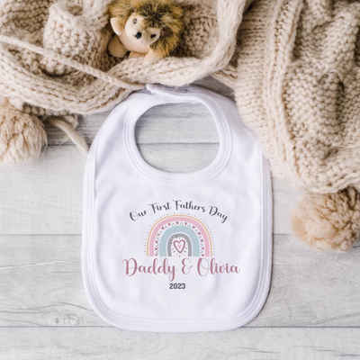 Personalised First Father's Day Babygrow Gift from Baby to Daddy Newborn 1st Father's Day Present Newborn- 12 Months New Baby Girl Rainbow Design Daughter - Hoolaroo