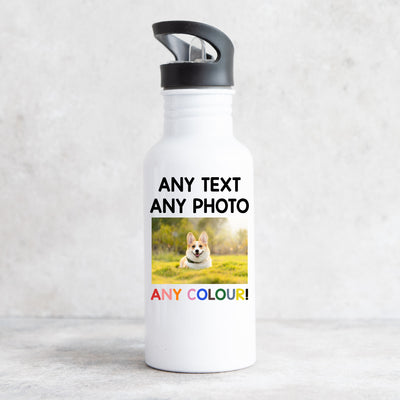 Personalised Water Bottle with Kid's School Logo - Ideal Back to School Gift - Hoolaroo